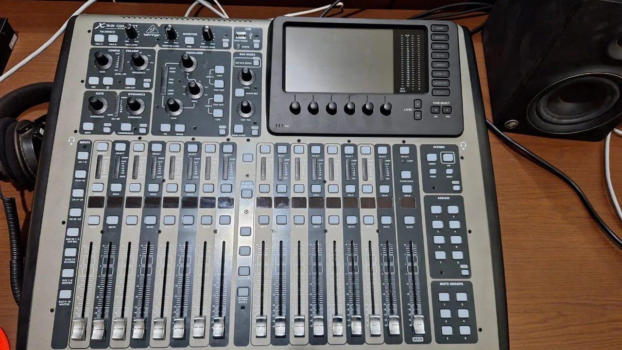 The mixing console at the operator position.