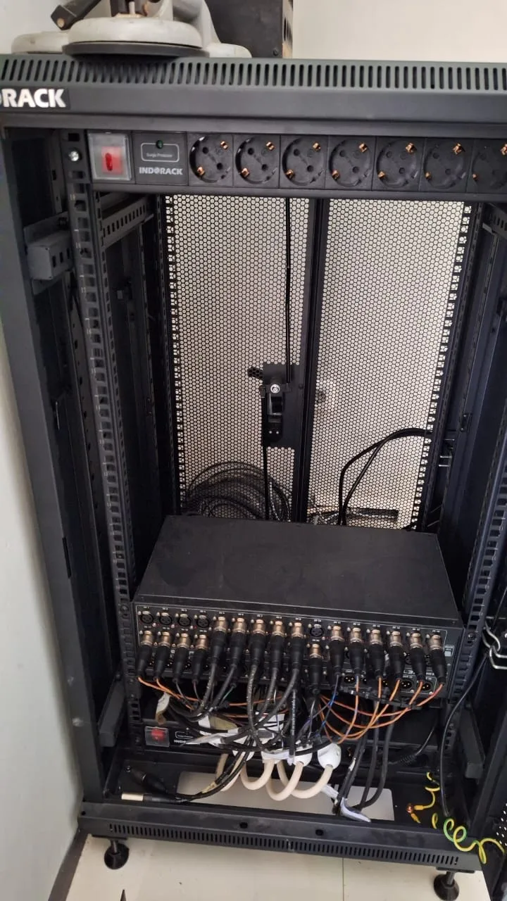 The back of the rack — cabling dressed and tied so it can be traced.
